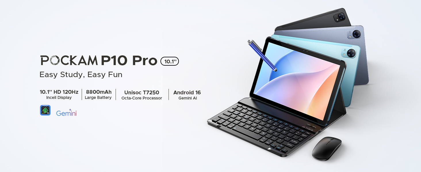 P10 PRO 10 Inch Tablet, Android 16 Tablet, 120Hz 48GB+128GB/TF 2TB