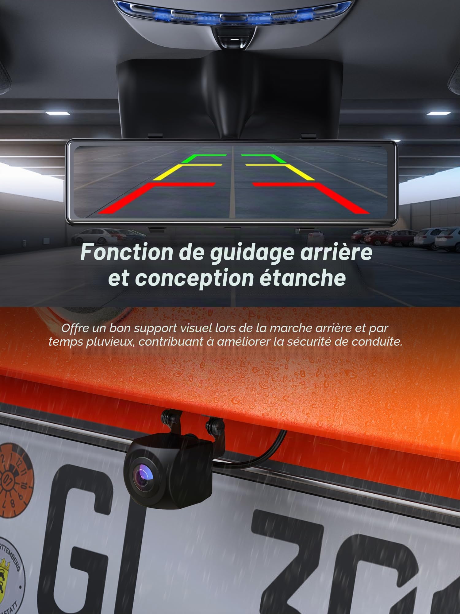 iZEEKER 4K Dashcam Voiture Avant Arrière, Caméra Rétroviseur 4K Écran Tactile, Carte SD 64GB, GPS, Écran 12", G-Capteur, Enregistrement Boucle, Assistance Parking, Mode Parking 24H, Vision Nocturne.
