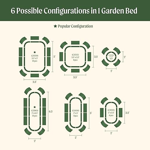 Miniatura 3 de Vego garden Aluzinc - Kit de cama elevada para jardín, 17 pulgadas de alto, 6 en 1, modular de metal para verduras, flores, patio, jardinera, caja