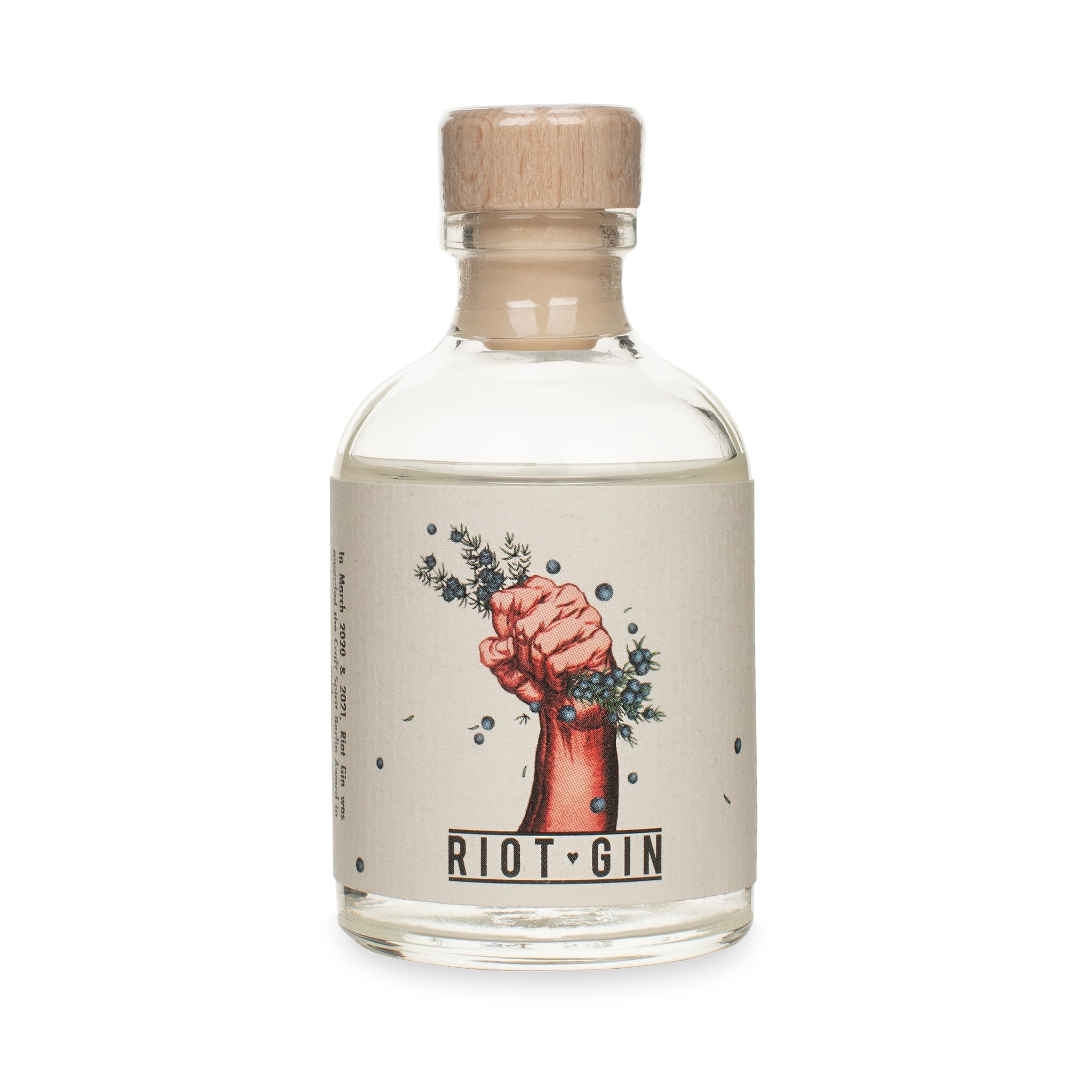 Riot Gin Miniatur – London Dry Gin 50% Vol. | Mehrfach ausgezeichnet | Handgefertigt & destilliert in Deutschland | Intensiver Wacholder & Zitrusnoten | 7 Botanicals | Perfekt für Gin Tonic | 50ml