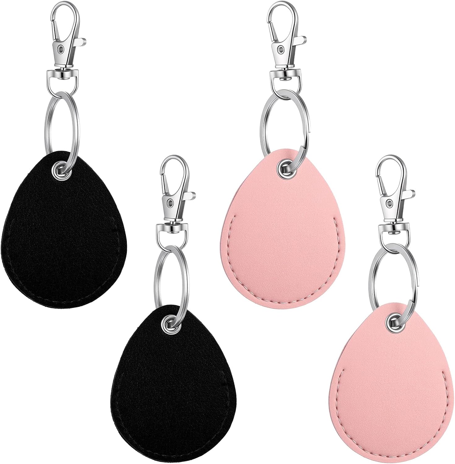 4 Pack Leather Key Fob Holder ID Card Keys Chain Protector Case Cover PU Leather Keychain Key Holder for Keys ID Cards Access Control