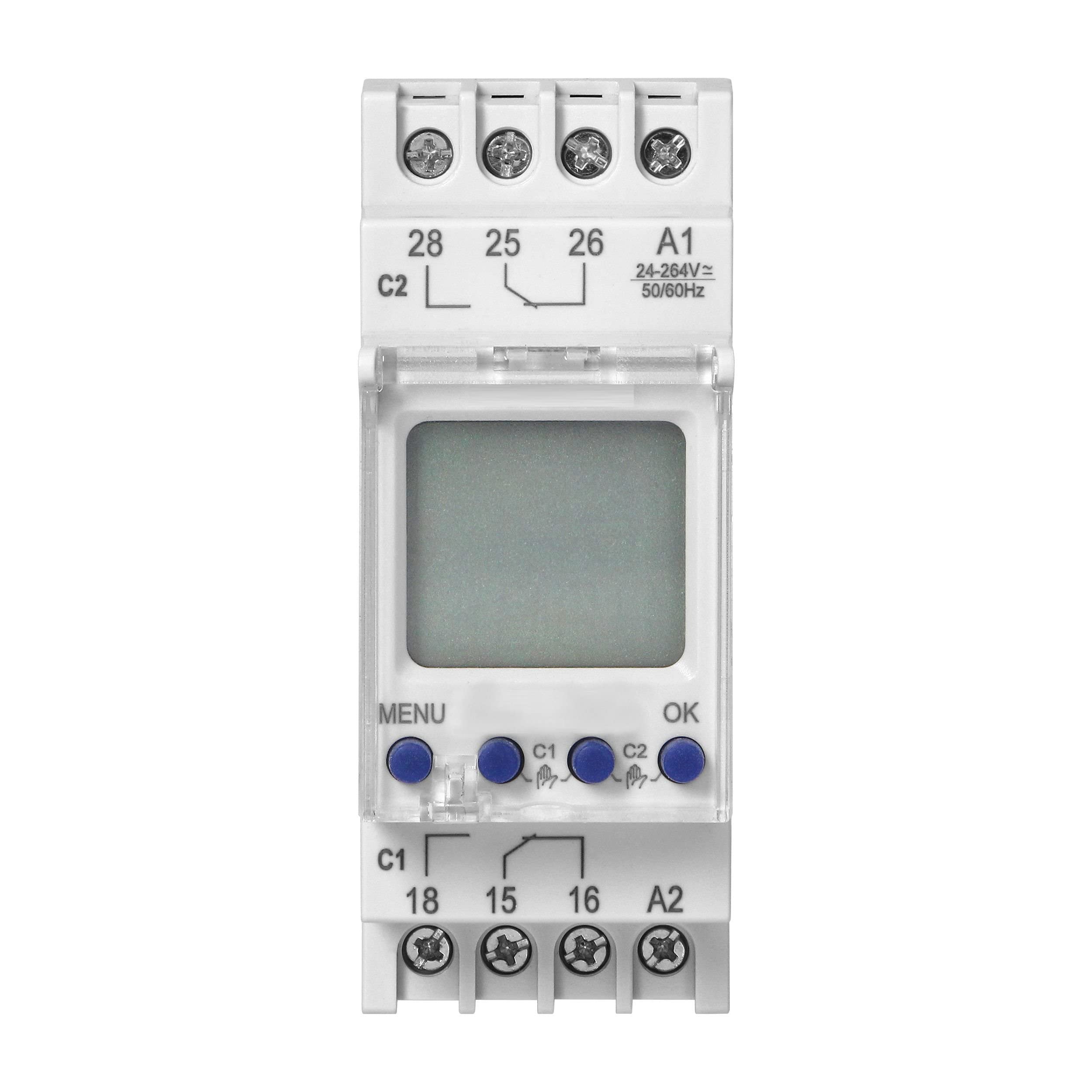 Temporizador digital LCD astronómico TH-35, 2 canales, 100 programas, 24 V, 230 V