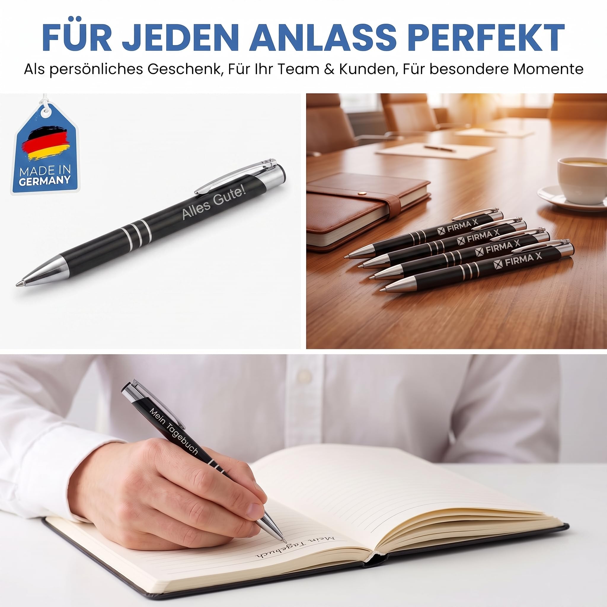 Generisch Kugelschreiber mit Gravur [LASERGRAVUR] - Personalisierter Stift als Werbegeschenk | Hochwertiger Kugelschreiber | Für Firmen & als Geschenk | Grün 50 Stück | Made in Germany