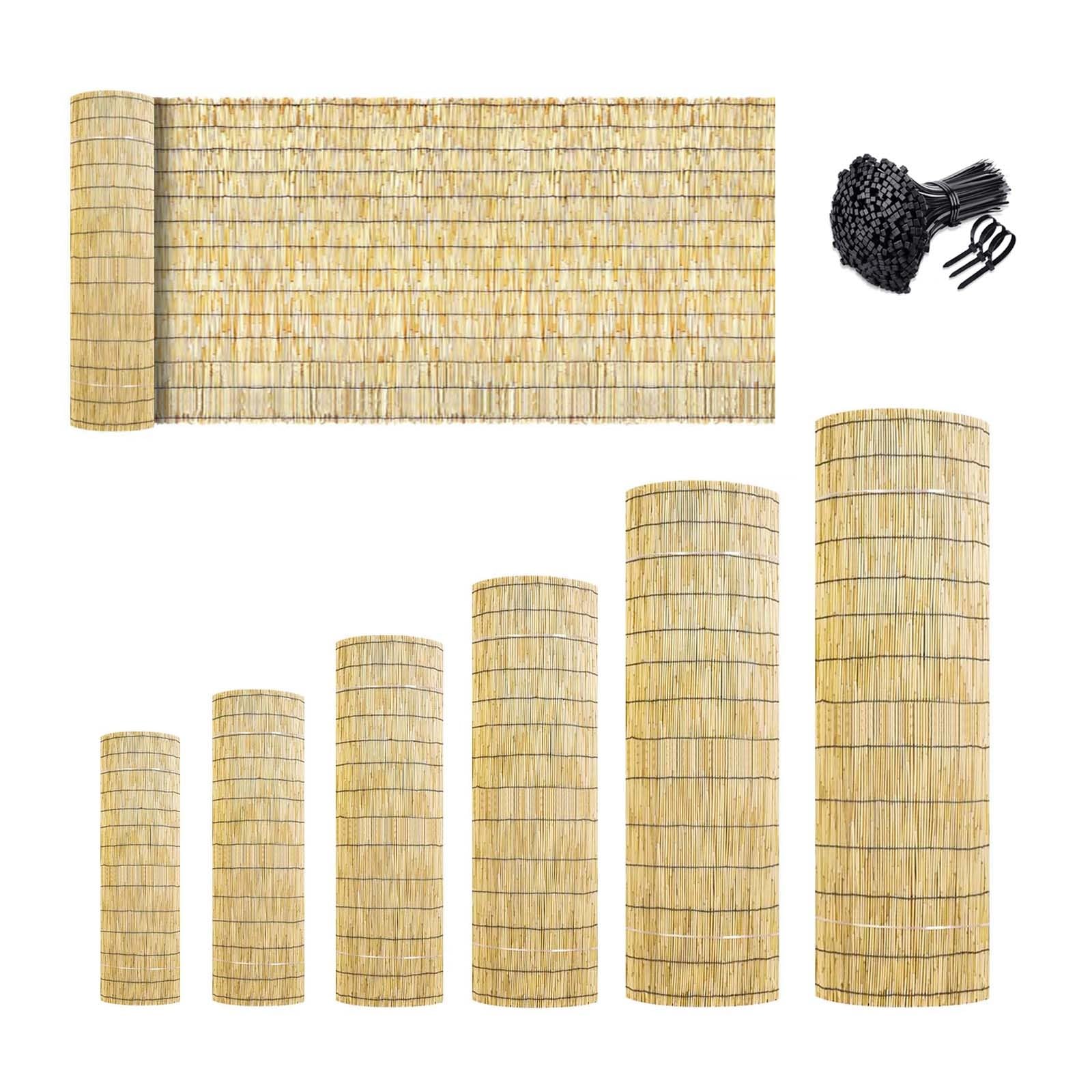 Bamboo Screen Roll Privacy Screen Patio Garden Fence Wall Bamboo Roll 0.3m 0.5m 0.9m 1.1m 1.2m 1.4m 1.5m 1.6m 1.8m High Natural Outdoor Privacy Fence Covers Panels Sturdy Straight Easy to Cut(Natural)
