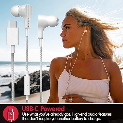 Miniatura 8 de RAYZ Auriculares inteligentes USB-C  Auriculares magnéticos trenzados con micrófono y control de volumen compatibles con Nintendo Switch, Android,