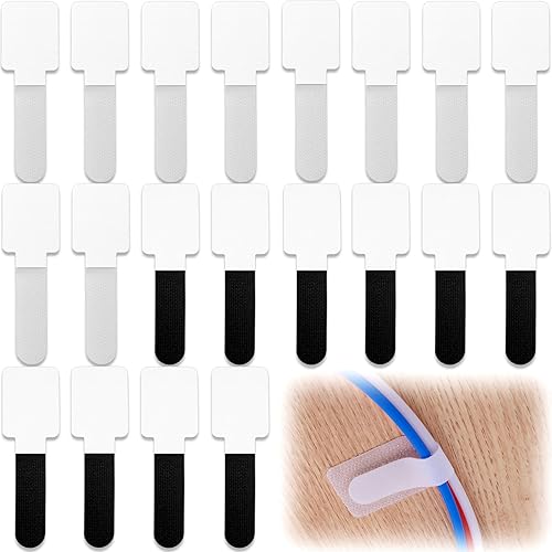 Miniatura 1 de 20pcs Hook and Loop Cable Ties, 3.94 Inch Self Adhesive Cable Management Straps for Desktop Network Wires, Adjustable Reusable Appliances Cord