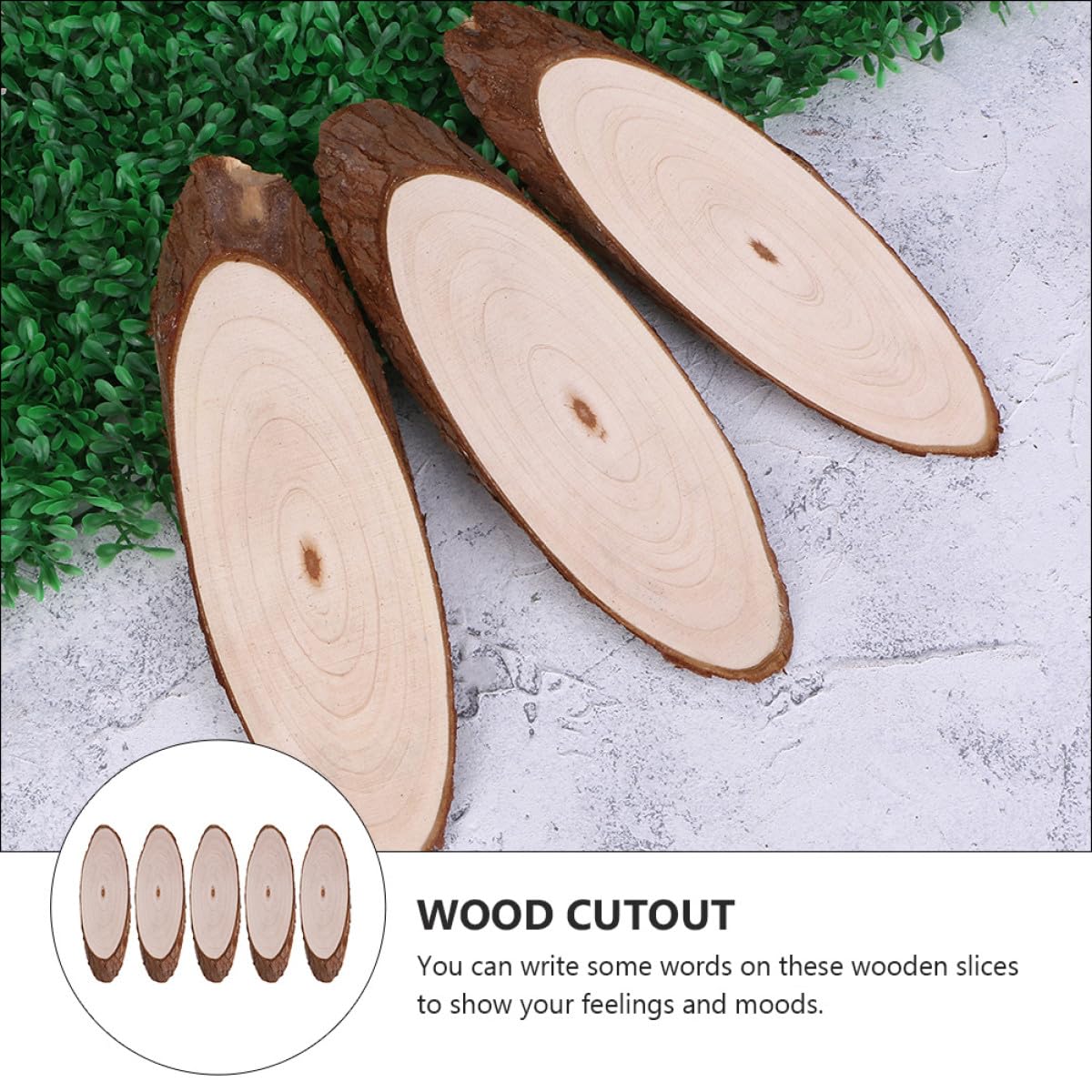 Zerodeko 5 Pezzi Fette di Legno Ovale Naturale per Decorazioni Fai da Te, Materiale Legno Beige Non Finito per Lavoretti Artigianali su Pareti e Finestre