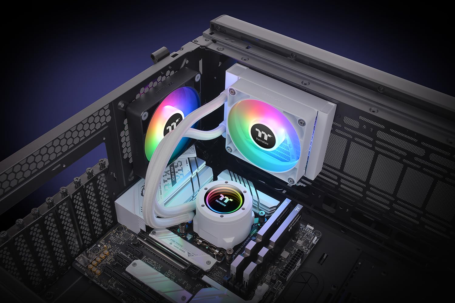 Thermaltake TH120 V2 ARGB Sync/ALO chłodzący ciecz/wentylator 120 mm x 1 / PWM 500~2000 obr./min/lustrzany blok wodny/MB ARGB Sync Control/biały, CL-W363-PL12SW-A