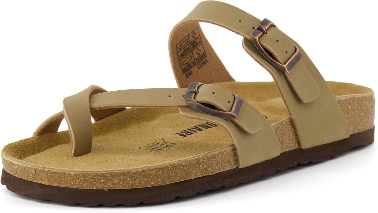 CUSHIONAIRE Luna Sandals for Women, Cork Footbed Womens Sandals for Summer Comfort with Adjustable Straps, Wide Width Available - Image 9