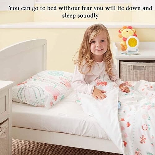 Miniatura 7 de PLAIN PRINTED LINEN Juego de sábanas de 3 piezas para niños pequeños, sábana bajera ajustable 100% algodón, sábana encimera y funda de almohada tipo