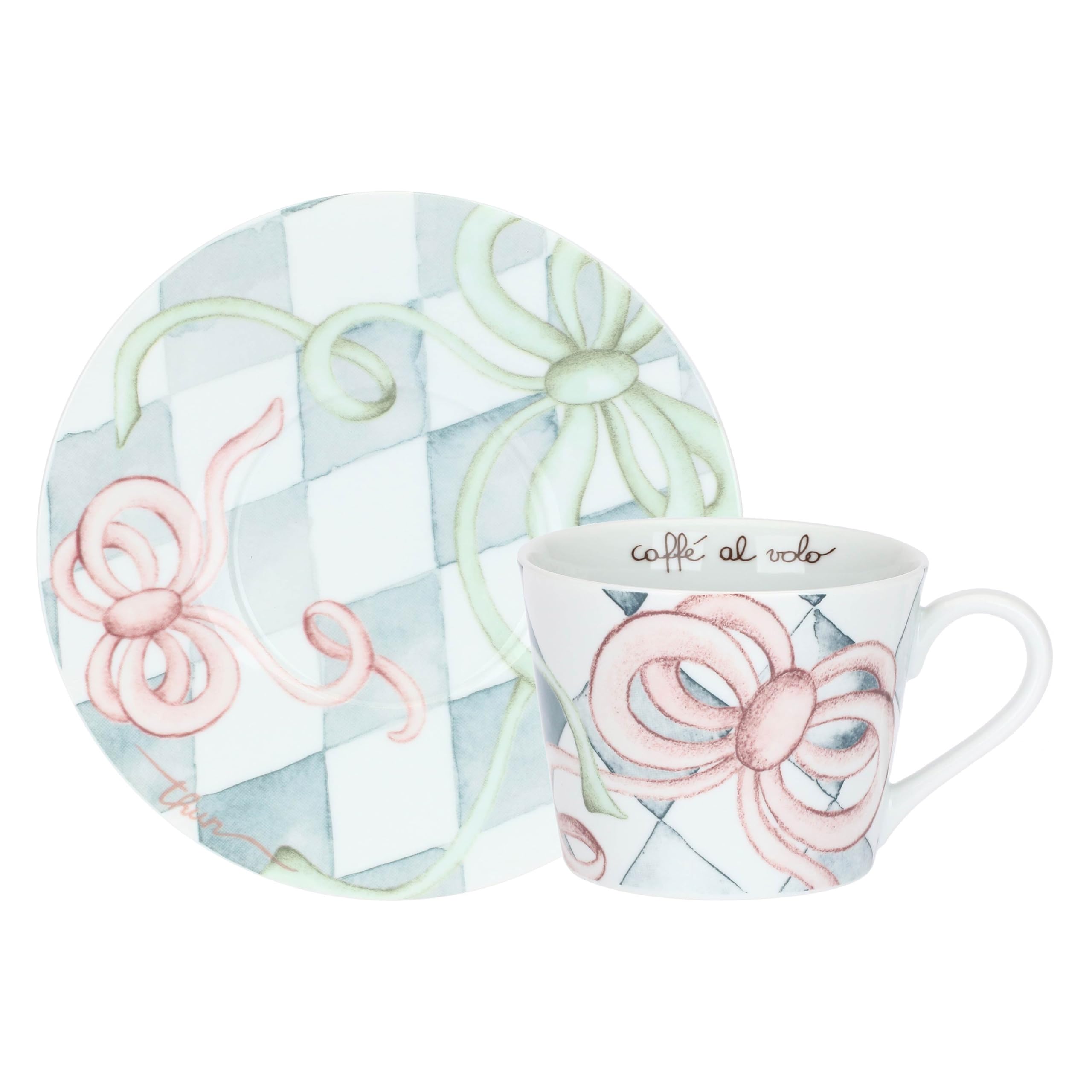 THUN - Tazza colazione con piattino in porcellana Incanto di Pasqua - Porcellana,tazza/Tasse/cup 8,5x11 cm; piattino/Teller/saucer ⌀ 19 cm