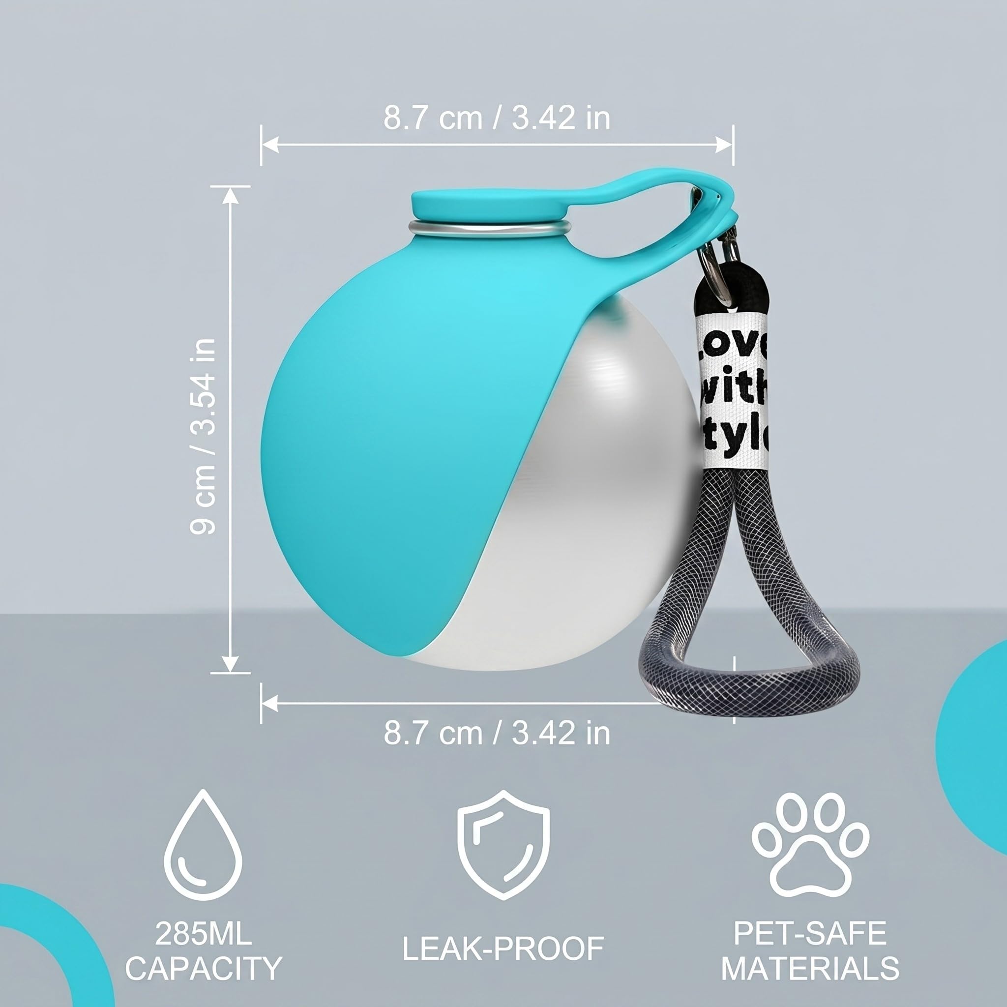 borraccia portatile per animali domestici 285ml acciaio inox anti perdite adatta per cani gatti e uscite all aperto