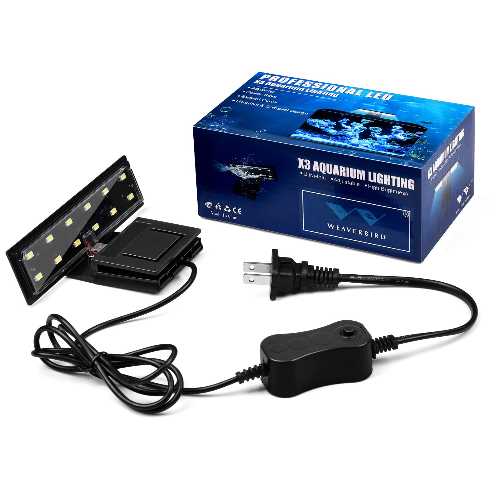 WEAVERBIRD Aquarium Light Fish Tank LED Light 6W 12 LED Planted Clip Lamp for 8-15Inch 6mm Thick Fish Tanks