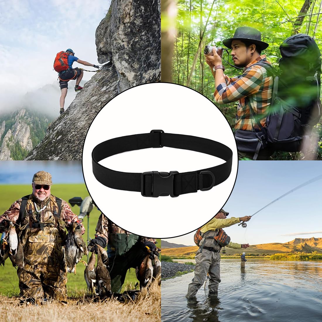 Ceinture Tactique Militaire Réglable pour Airsoft & Outdoor - Sécurité et Confort avec Fermeture à Cliquet en Nylon et Boucle en Plastique - Idéale pour Couple