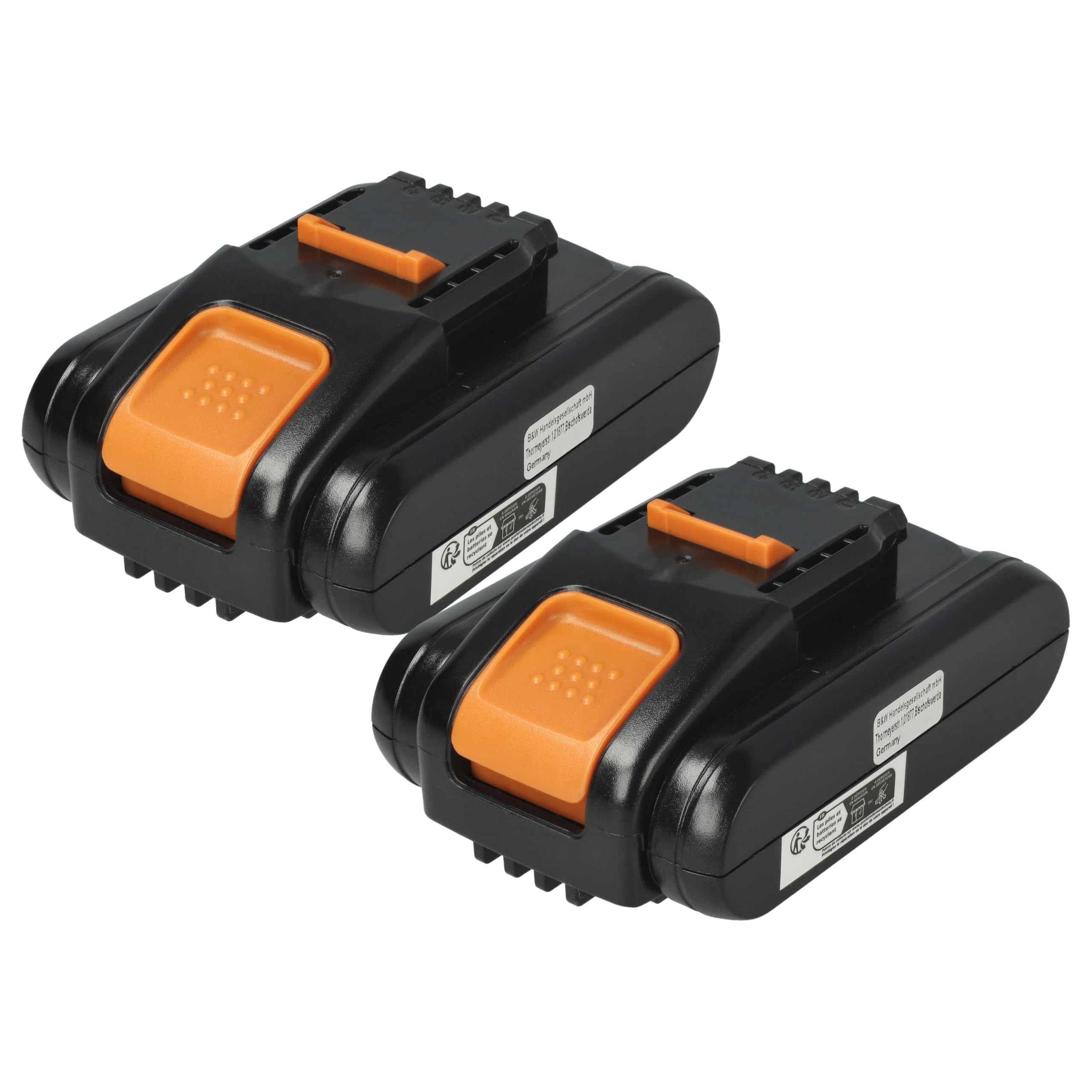 2 x bateria kompatybilna z elektronarzędzi Worx WX368, WX372, WX292, WX368.1, WX371, WX371.2, WX292.9, WX292E (2500 mAh, Li-Ion, 20 V)