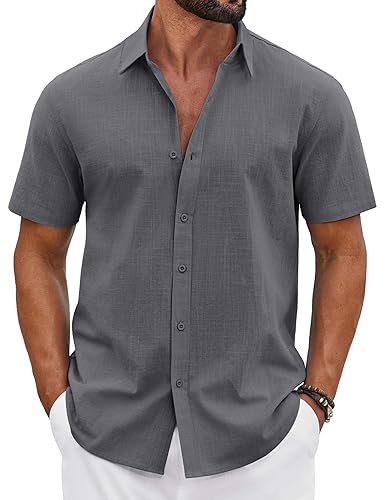 COOFANDY Mens Button Down Shirts Short Sleeve Casual Shirt Cotton
