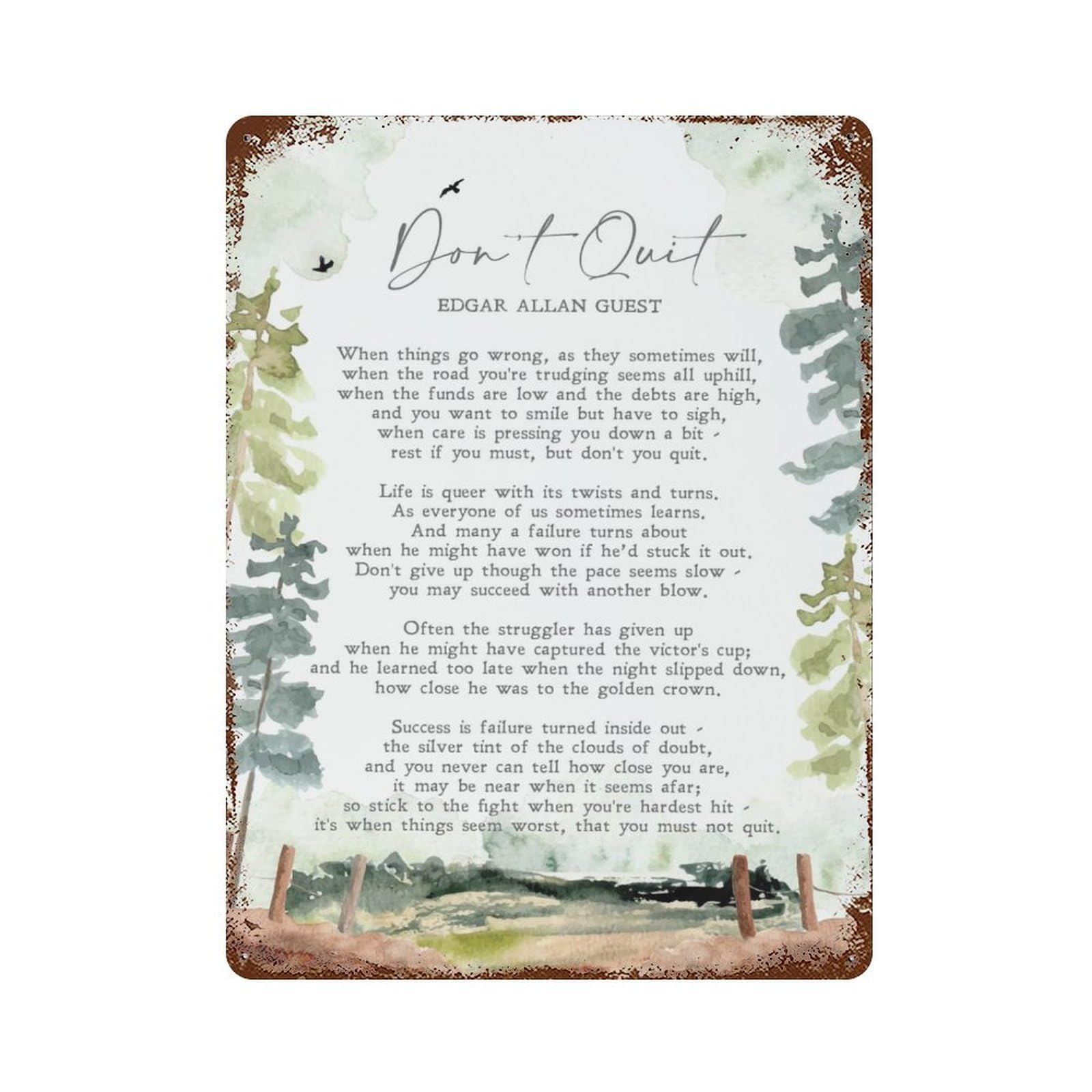 xiaoxiaoshen Quote Don't Quit By Edgar Albert Guest Poem Wall Decor Art Metal Tin Poster Modern Home Decor Art Home Bar Shop Decorations Vintage Sign 40x30cm