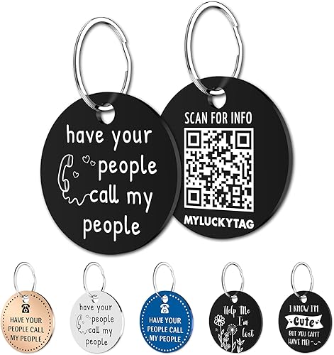 MYLUCKYTAG Etiqueta de identificación de mascotas de acero inoxidable con código QR, perfil de mascota en línea, correo electrónico de alerta de