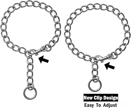 Miniatura 2 de Collar de cadena deslizante para perro con diseño de clip, resistente cadena P de acero inoxidable para perros pequeños, medianos y grandes
