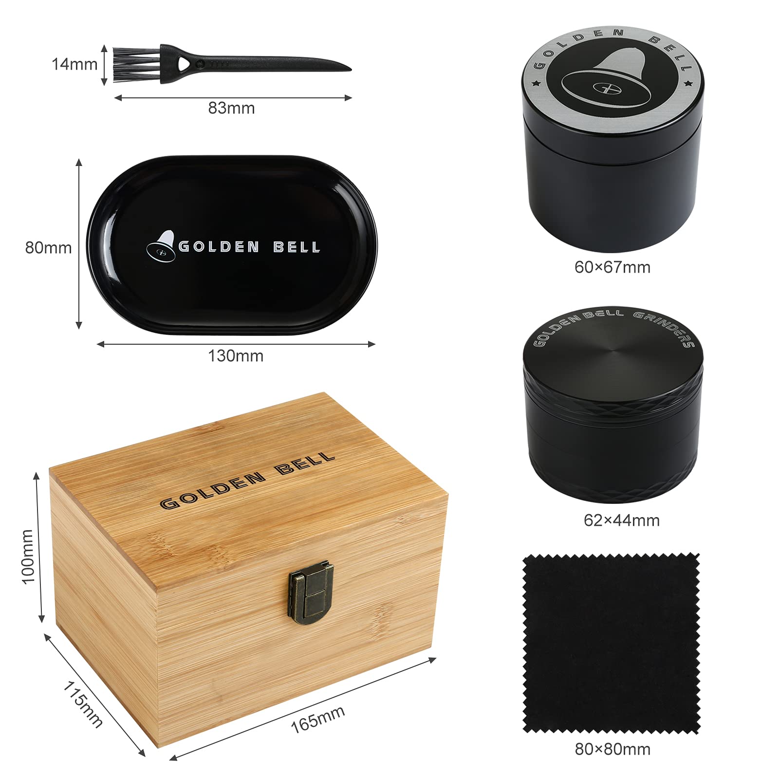 LIHAO Scatola Grinder Metallo 4 Parti Professionale con Vassoio Barattolo di Stoccaggio Regalo Uomini Natale San Valentino Compleanno