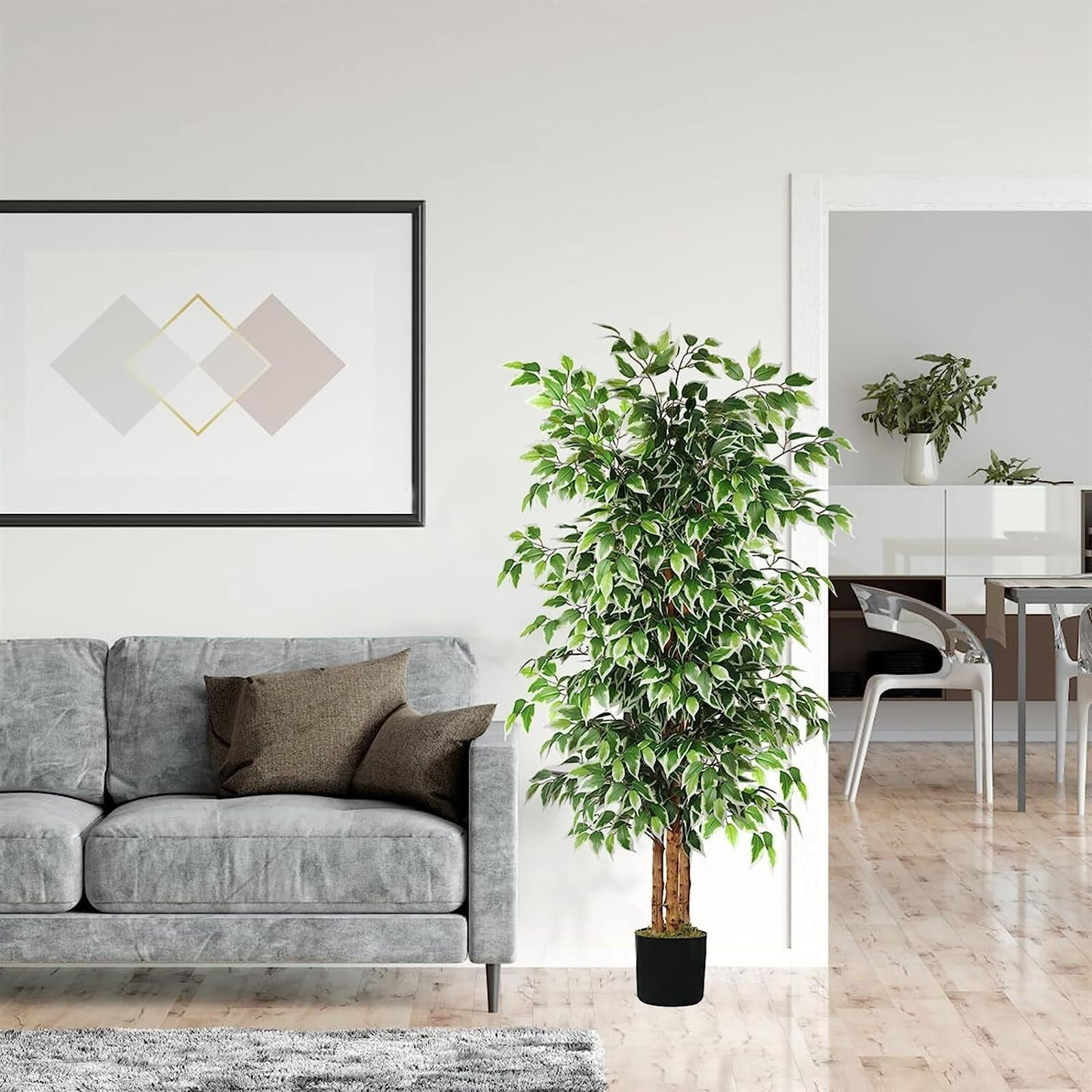 Albero Artificiale di Ficus 180 cm, Pianta Finta in Seta per