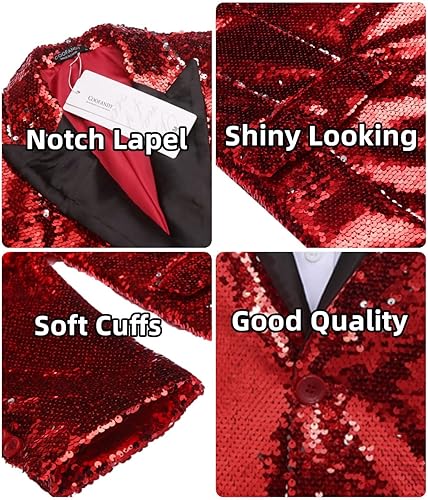 Miniatura 5 de Coofandy Chaqueta de traje de lentejuelas brillante Blazer de un botón de esmoquin para fiesta, boda, banquete, baile de graduación