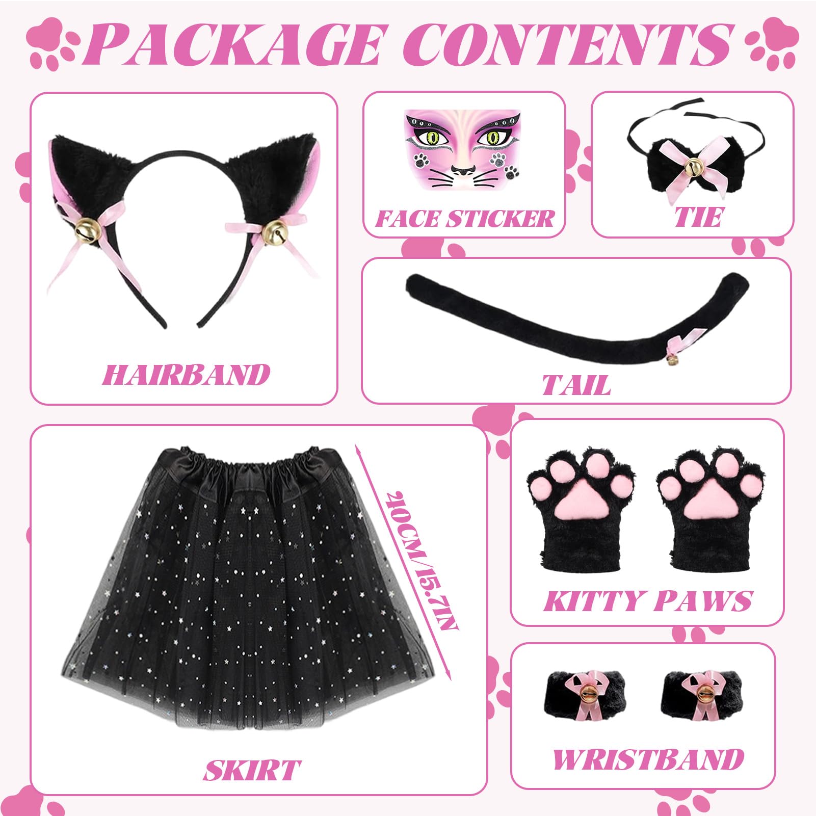 HarnyLoom 7 PCS Cat Costume Set Adult, Cat Cosplay Costume Set - Image 2
