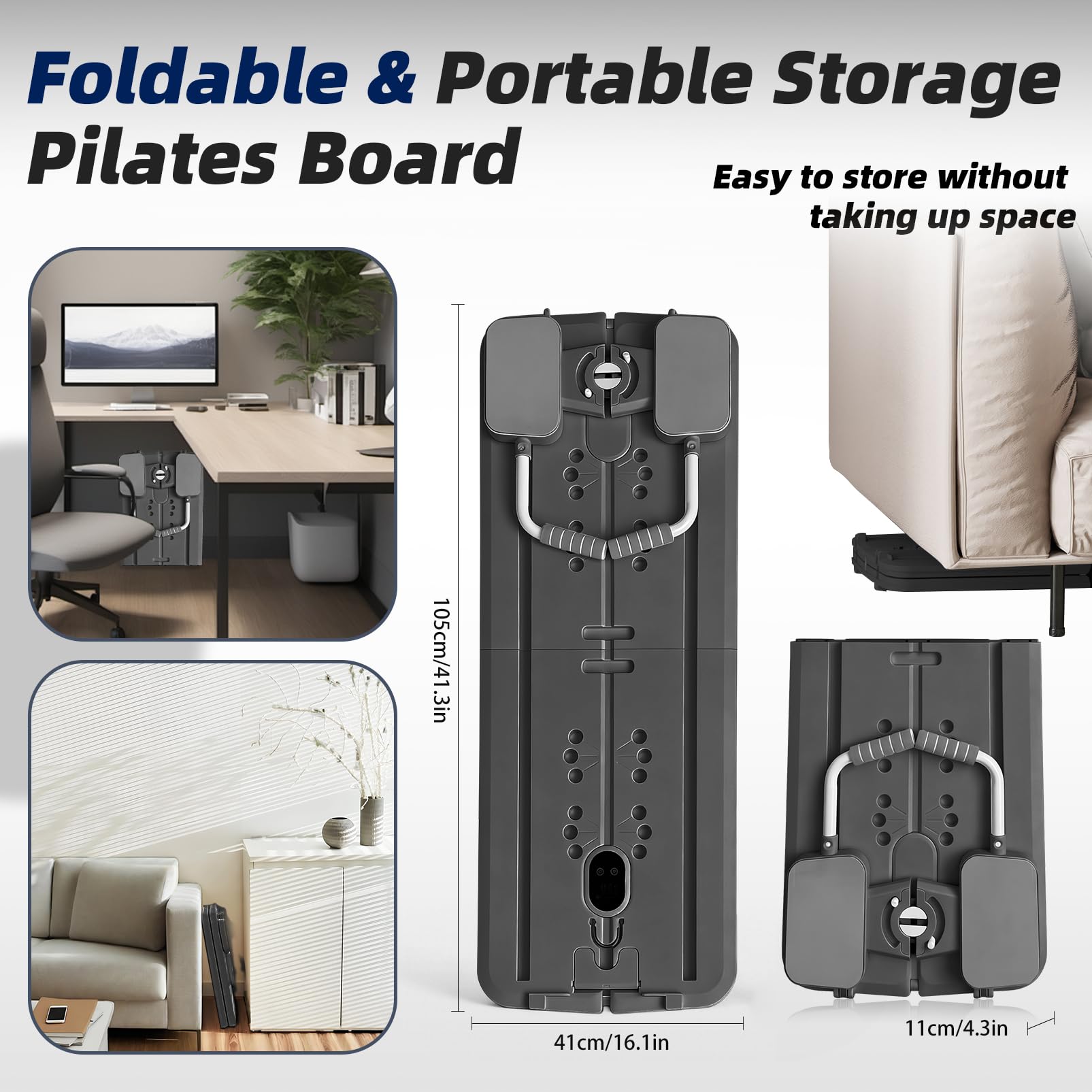 Pilates Board, Multifunktionales Reformer Pilates Maschine für Zuhause, Faltbarer Pilates Reformer Board mit Bauchmuskeltrainer, Automatischer Rückprall und Spannseil, Pilates Reformer Set