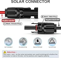 Vista 2 de iGreely - Cable de extensión solar de 10 pies y 10 AWG con conector macho y hembra de panel solar, adaptador de panel solar