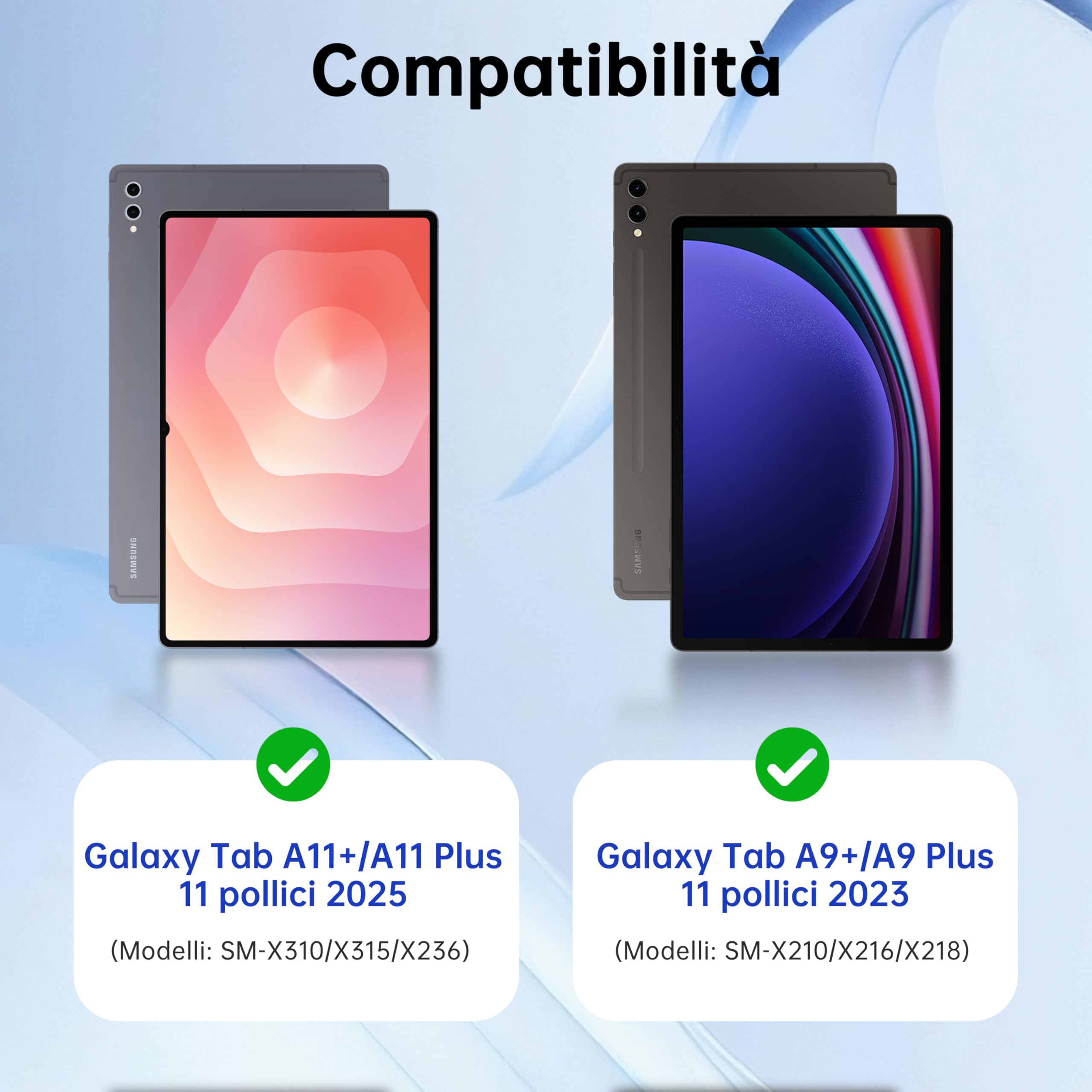 VANKEYPAD Tastiera Custodia per Samsung Galaxy Tab A11+/A9 Plus 11 Pollici - 7 Couleurs Rétroéclairage Touchpad Tastiera Rimovibile Bluetooth - Tab A11 Plus/A9+ 11" Custodia QWERTY Italiano, Nero