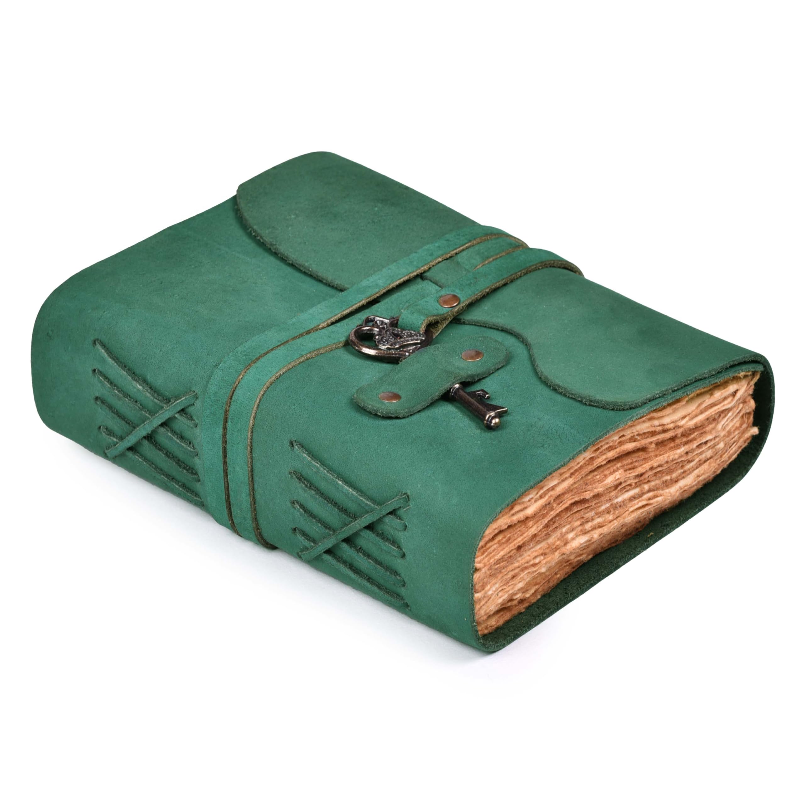LEATHER VILLAGE Vintage Leather Journal, 200 Handmade Vintage Deckle Edge Paper, Leather bound Journal For Women Men