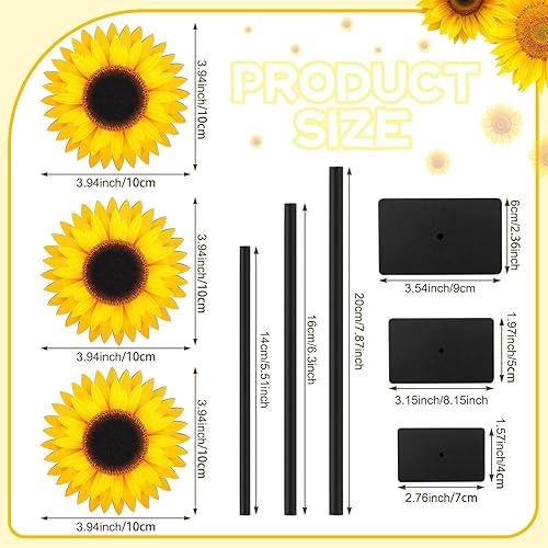 Miniatura 3 de Geetery 3 letreros de mesa de madera de girasol de verano, decoración de mesa de girasol, centros de mesa de madera para mesas, bandeja de madera