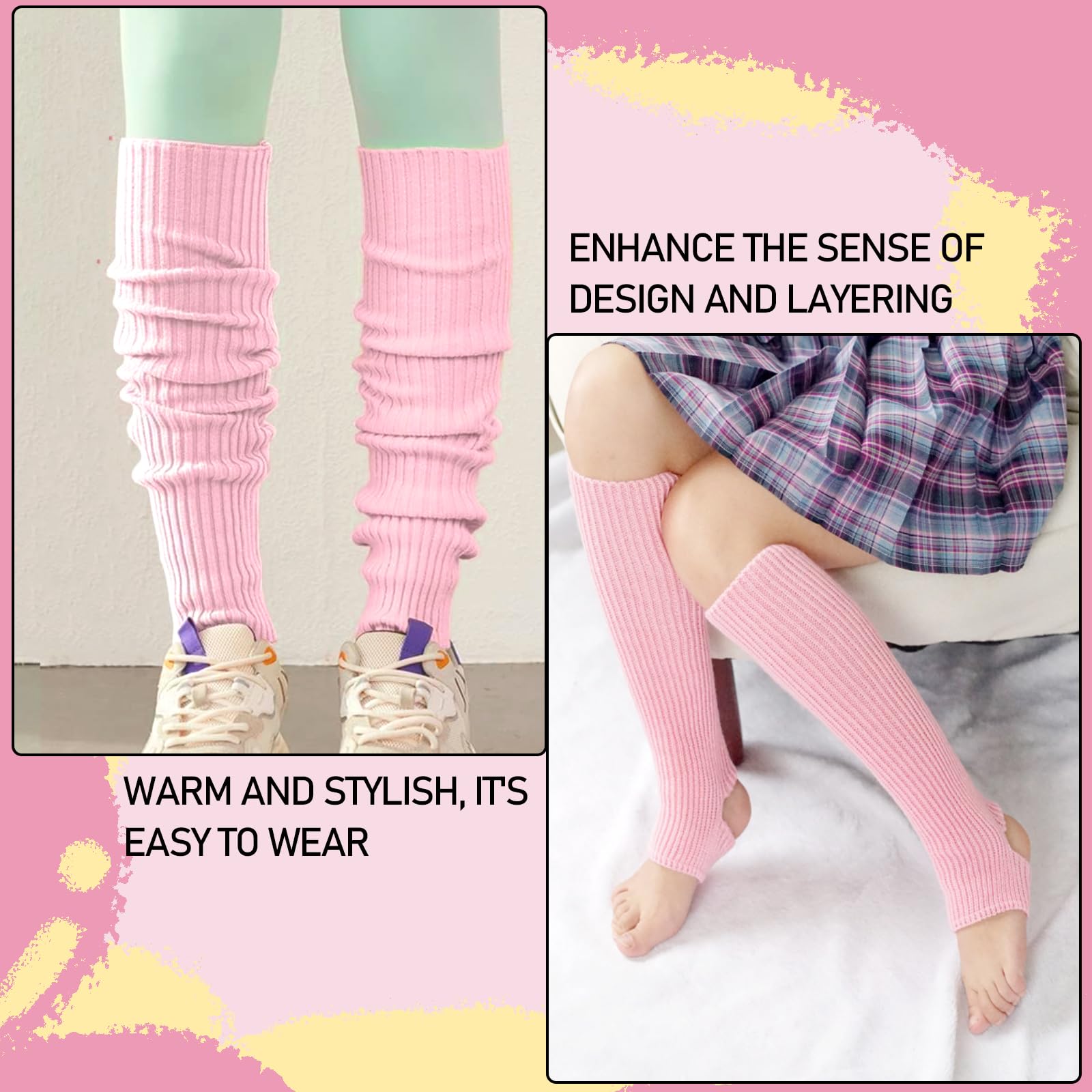 Scaldamuscoli Invernali Da Donna - Maglia Spessa, 40cm, Per Danza, Sport, Yoga, Giallo - Foto 4