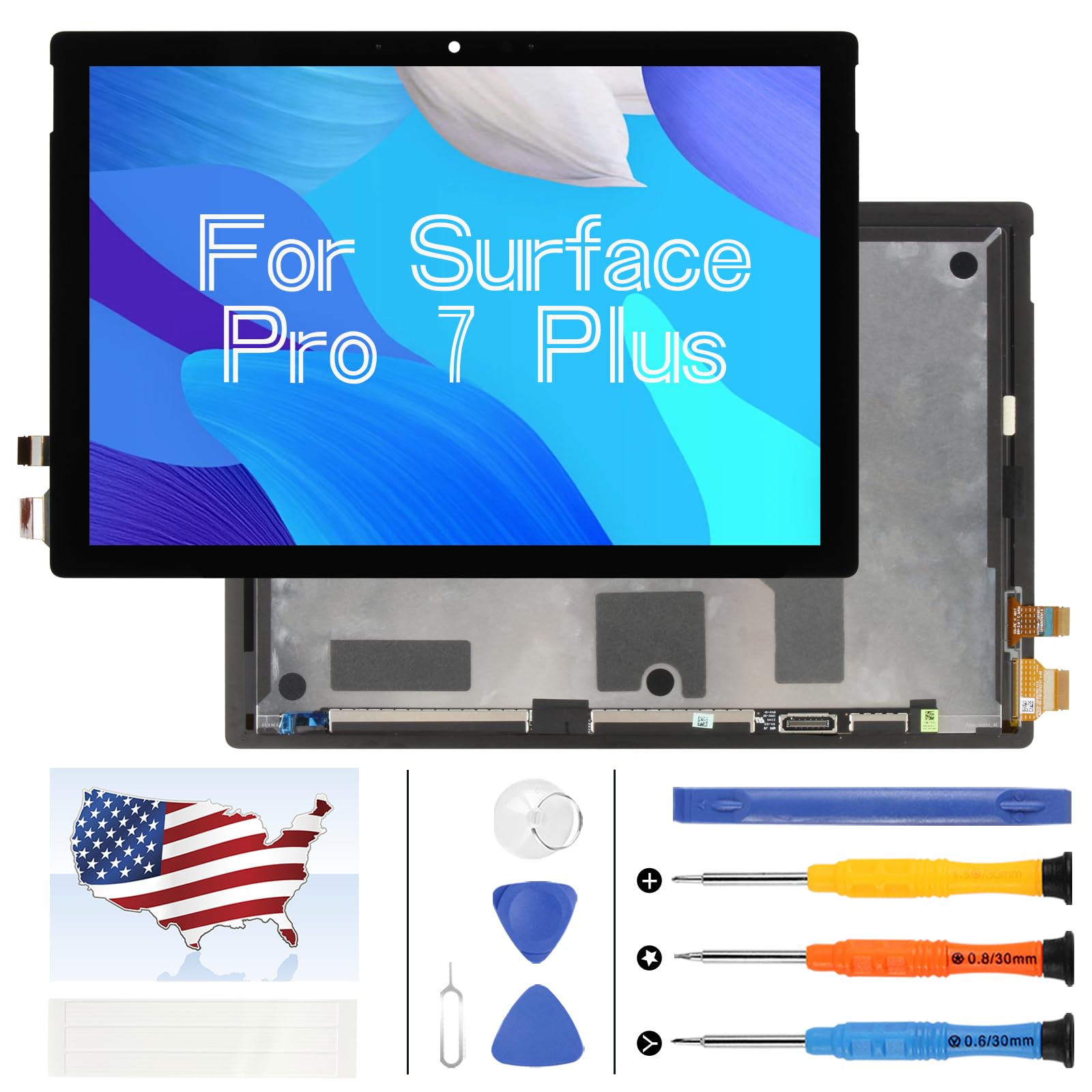 LCD Screen for Microsoft Surface Pro 7 Plus 12.3 Inch Screen Replacement for Microsoft Surface Pro 7 Plus 1960 1961 LCD Display Touch Digitizer Glass Assembly with Tool (Not Fit for Pro 7)