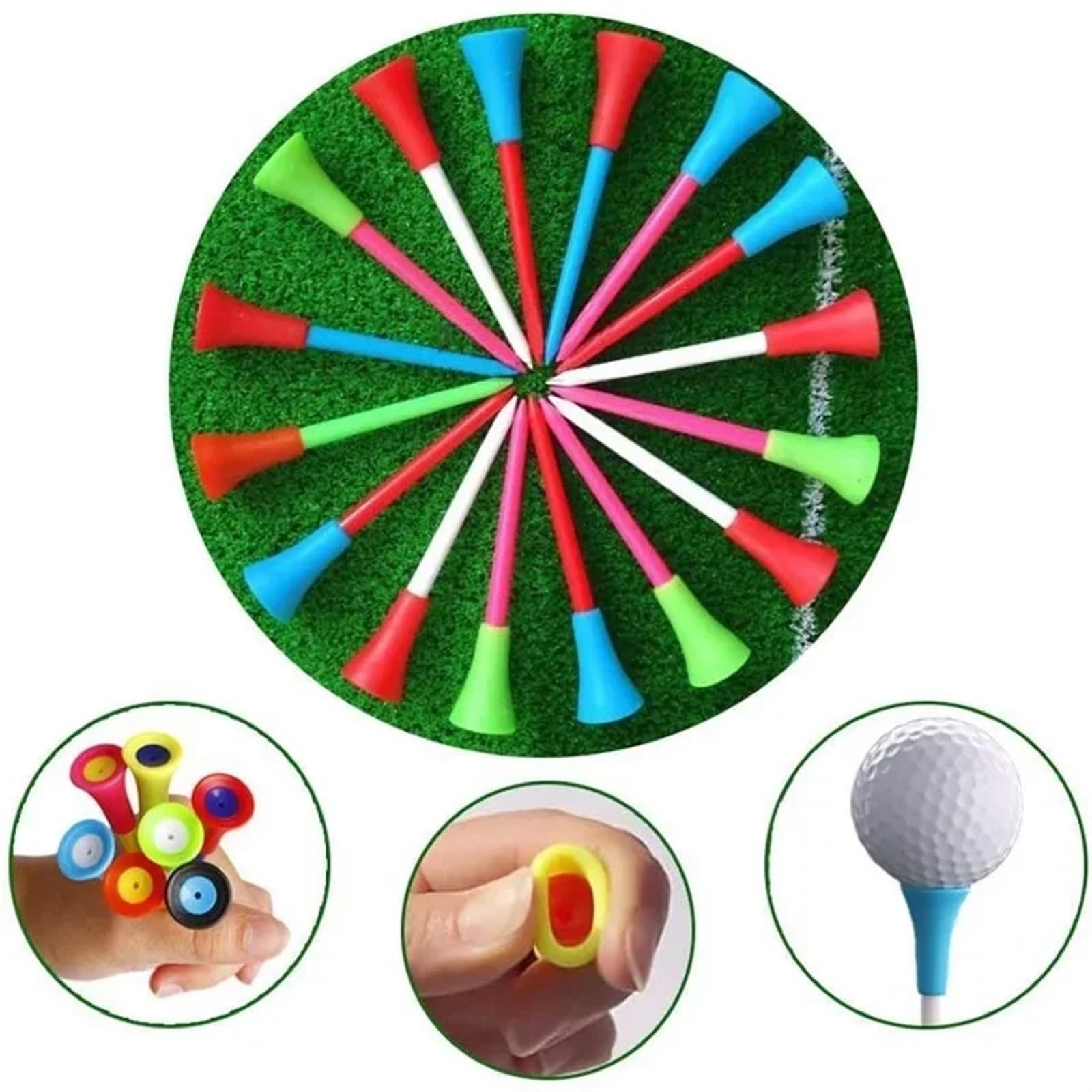 Golf Tee 50 Stücke Mehrere Farbe Gummi Golf-Tees Golf Zubehör 56/72/83,0mm Kunststoff Golf Nägel FüR Einen Idealen Abschlag