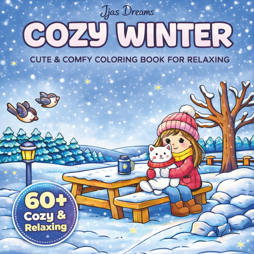 Cozy Winter Coloring Book: Cute & Comfy Hygge-Inspired Winter Scenes for Relaxing: Bold & Easy Relaxing Winter Scenes for Adults, Stress Relief, Hygge ... Cabins, Snowy Villages & Stress Relief Art