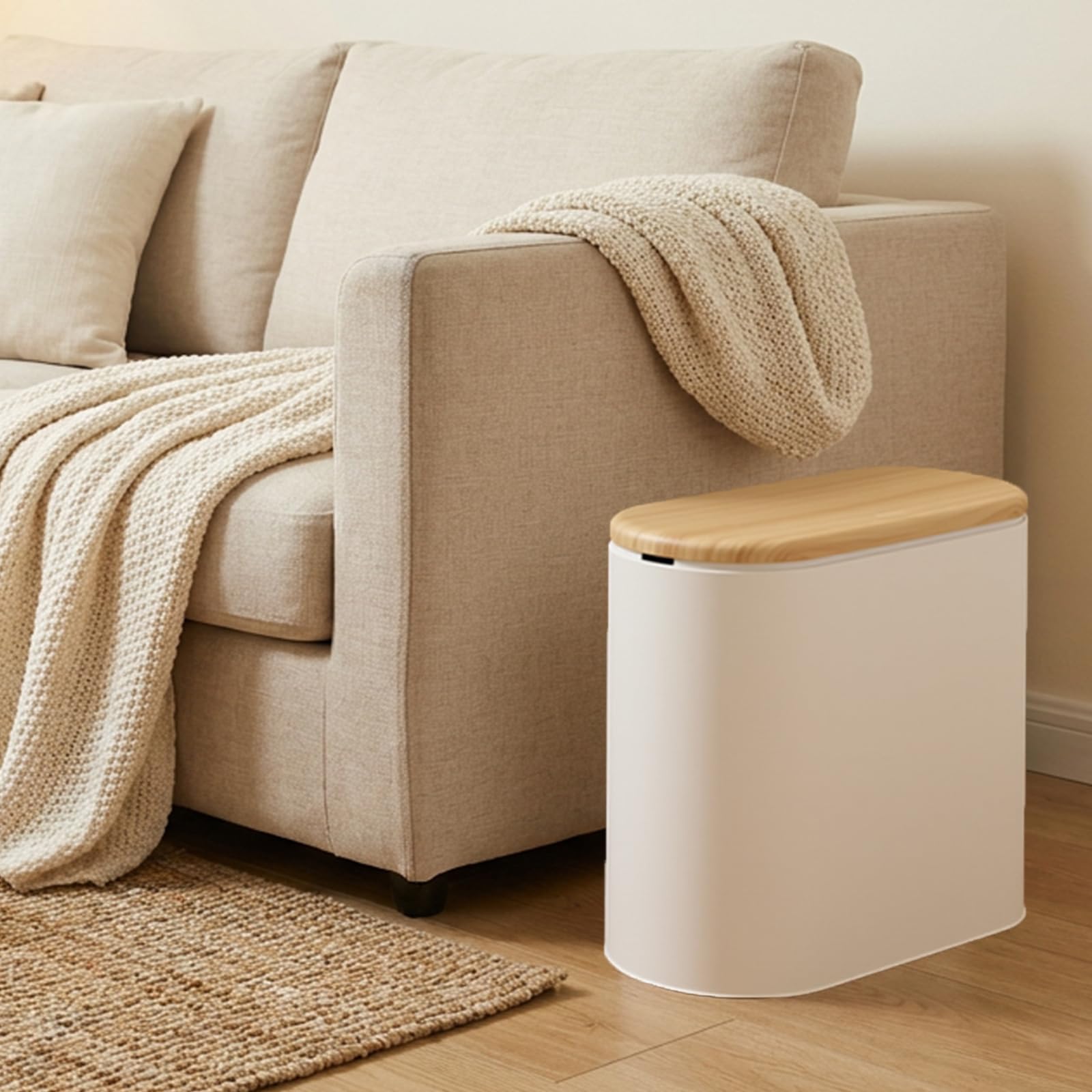 Pattumiera da bagno con coperchio, 10 litri, piccola pattumiera a prova di cane, moderna cestino per rifiuti da ufficio con coperchio a pressione, in plastica sottile, per camera da letto, WC