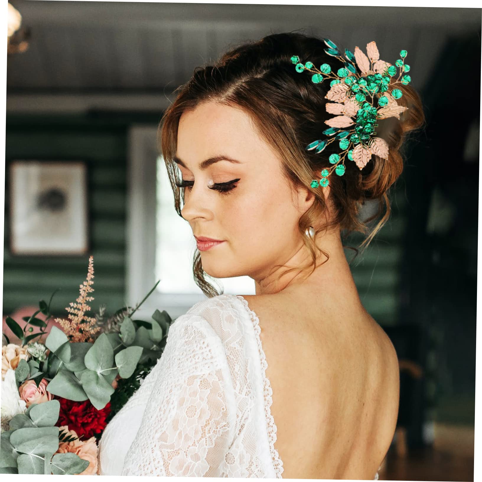 Healeved 6pezzi Pettine Per Sposa Con Decorazione Strass e Foglie Dorate Di Fermagli Eleganti Per Cerimonie Nuziali Accessori Per Da Sposa e Damigelle
