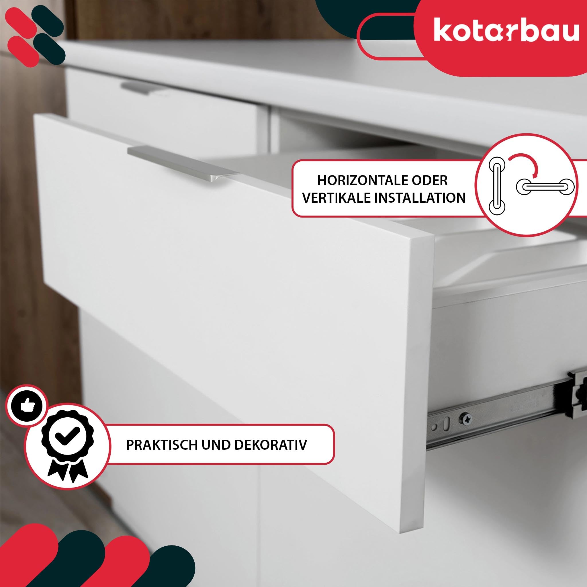 KOTARBAU® Tirador para muebles (148 mm), color plateado mate