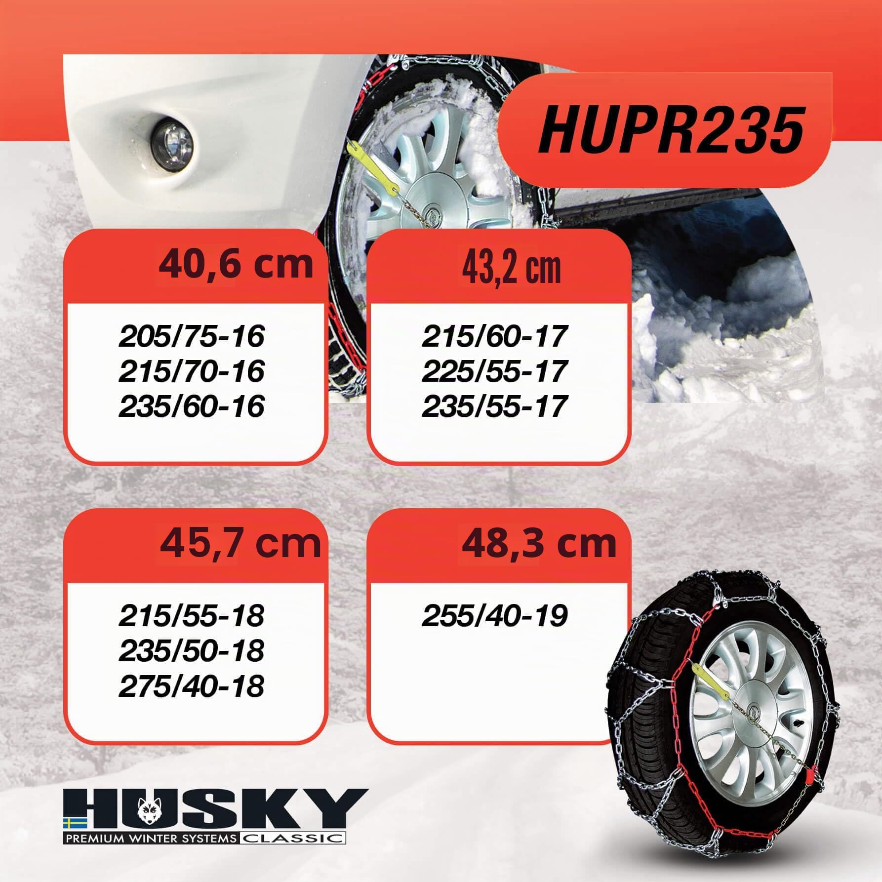 Sumex Chaînes à Neige Husky Professional 16mm. TÜV. 235, 2 pièces