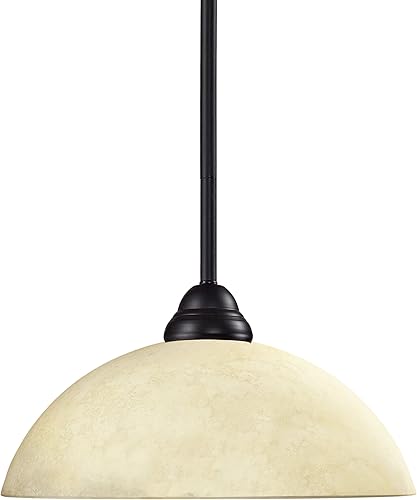 Z-Lite 2114MP-BRZ-DGM14 Cobra One Light colgante, marco de acero, acabado de bronce y sombra moteado dorado de material de vidrio