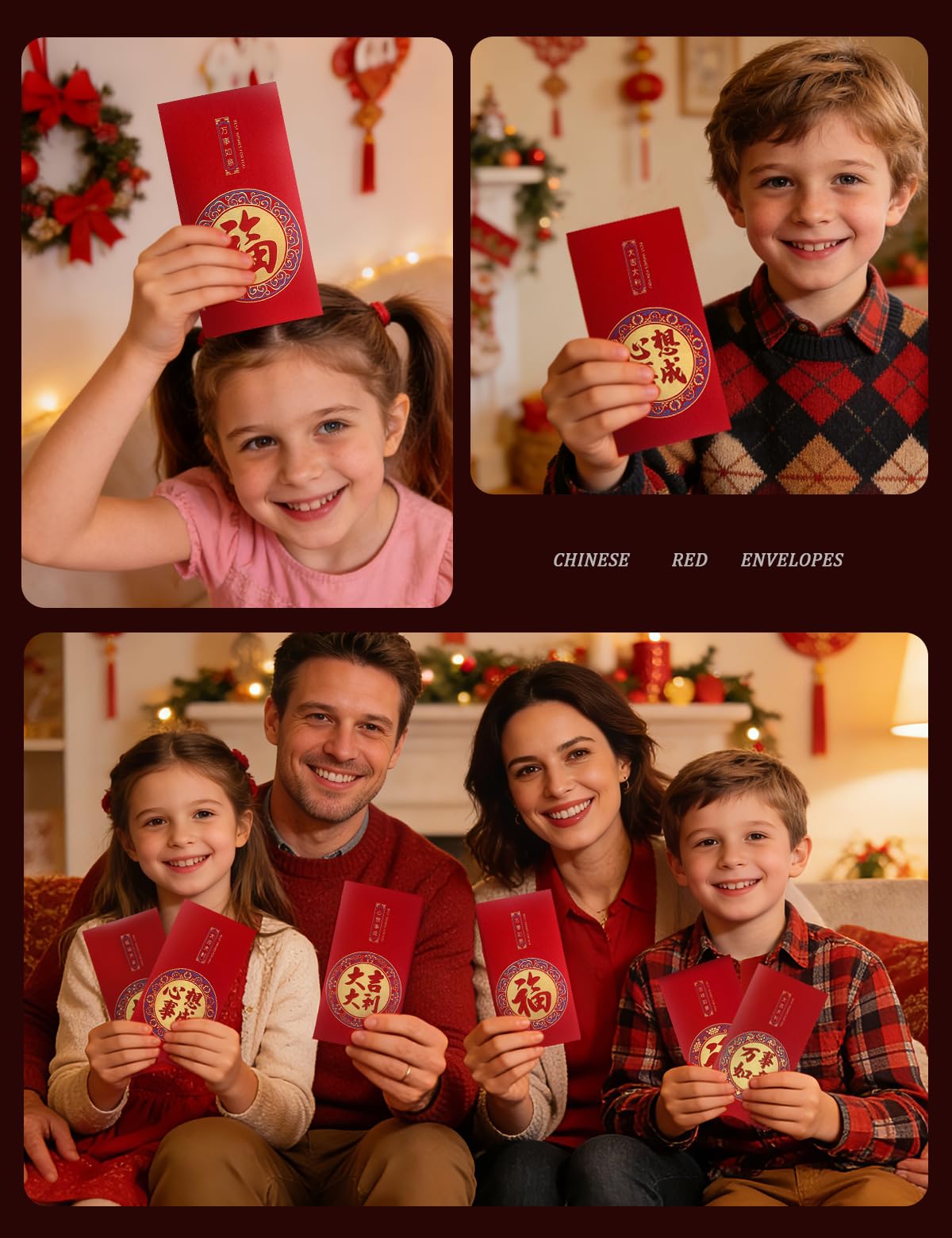 Ang Bao Chinesische Neujahrsumschläge, Glücks-Geldumschlag, große chinesische rote Taschen, dickes, stabiles Geldgeschenk, Hongbao, 230 g/m², Premium-Glitzer-Papier-Geldtaschen, 36 Stück