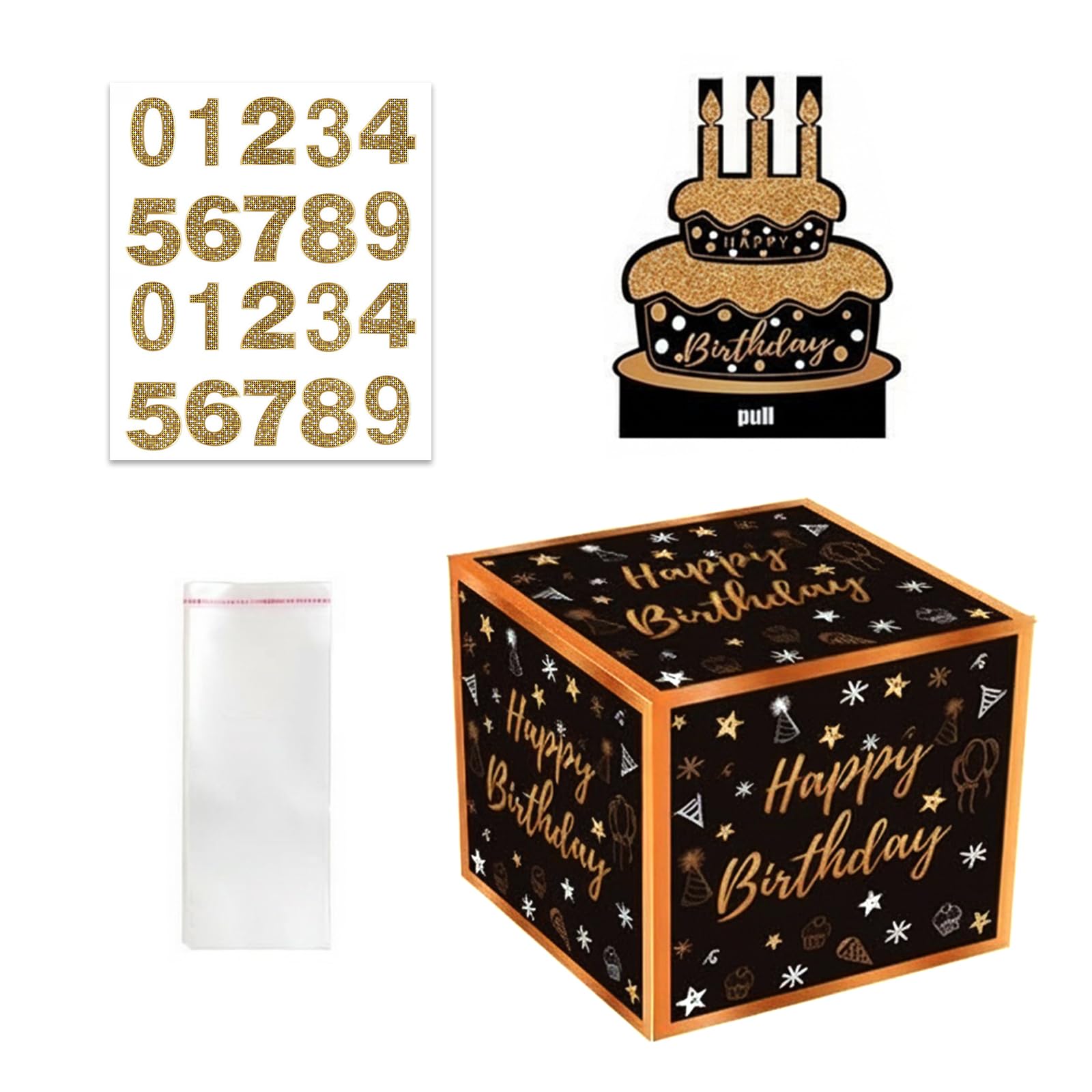 Scatola Sorpresa Per Soldi Happy Birthday - Kit Fai Da Te Per Regali Creativi - Cassetta Denaro Magica Con Biglietto E 50 Sacchetti - 13x13 Cm - 6