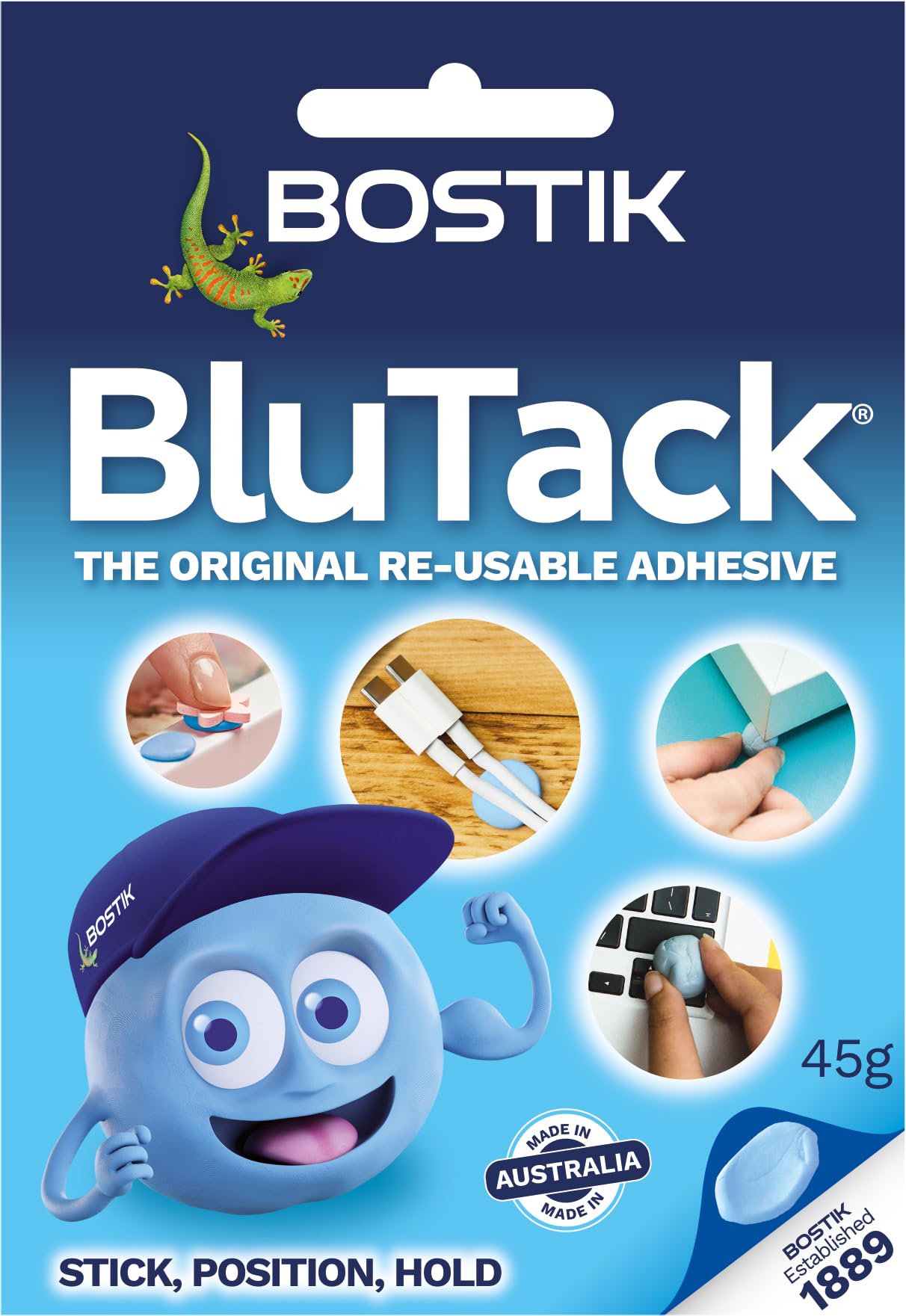 Bostik Blu Tack, Multipurpose Reusable Adhesive, Clean, Safe & Easy to Use, Non-Toxic, Handy (Size-45grams)