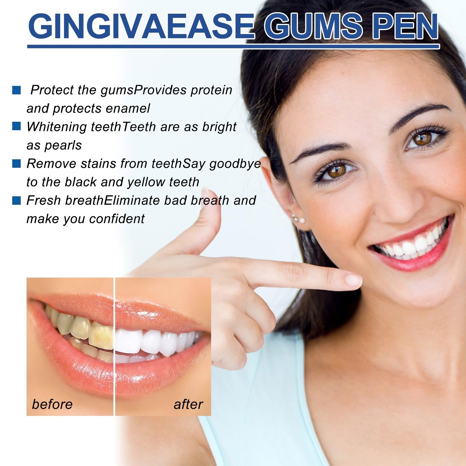 Gel sbiancante dei denti - Ripara i Gonfiori delle Gengive - Penna sbiancante dei denti, terapeutico - Dentifricio - Trattamento della recessione delle gengive - Ringiovanisci il tuo