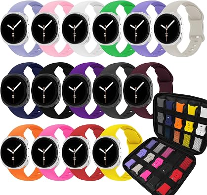 Sport Band for Samsung Galaxy Watch 9/8 40mm/44mm/8 Classic 46mm | With Storage Case Soft Silicone,No Gap Wristband Breathable Replacement Strap,for Men Women
