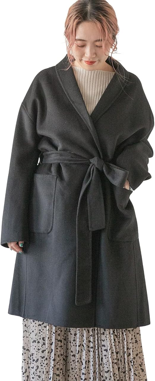 Amazon アーバンリサーチ アイテムズ ジャケット コート リバーウールショールカラーコート レディース It17 27b001 Blk Free コート ジャケット 通販