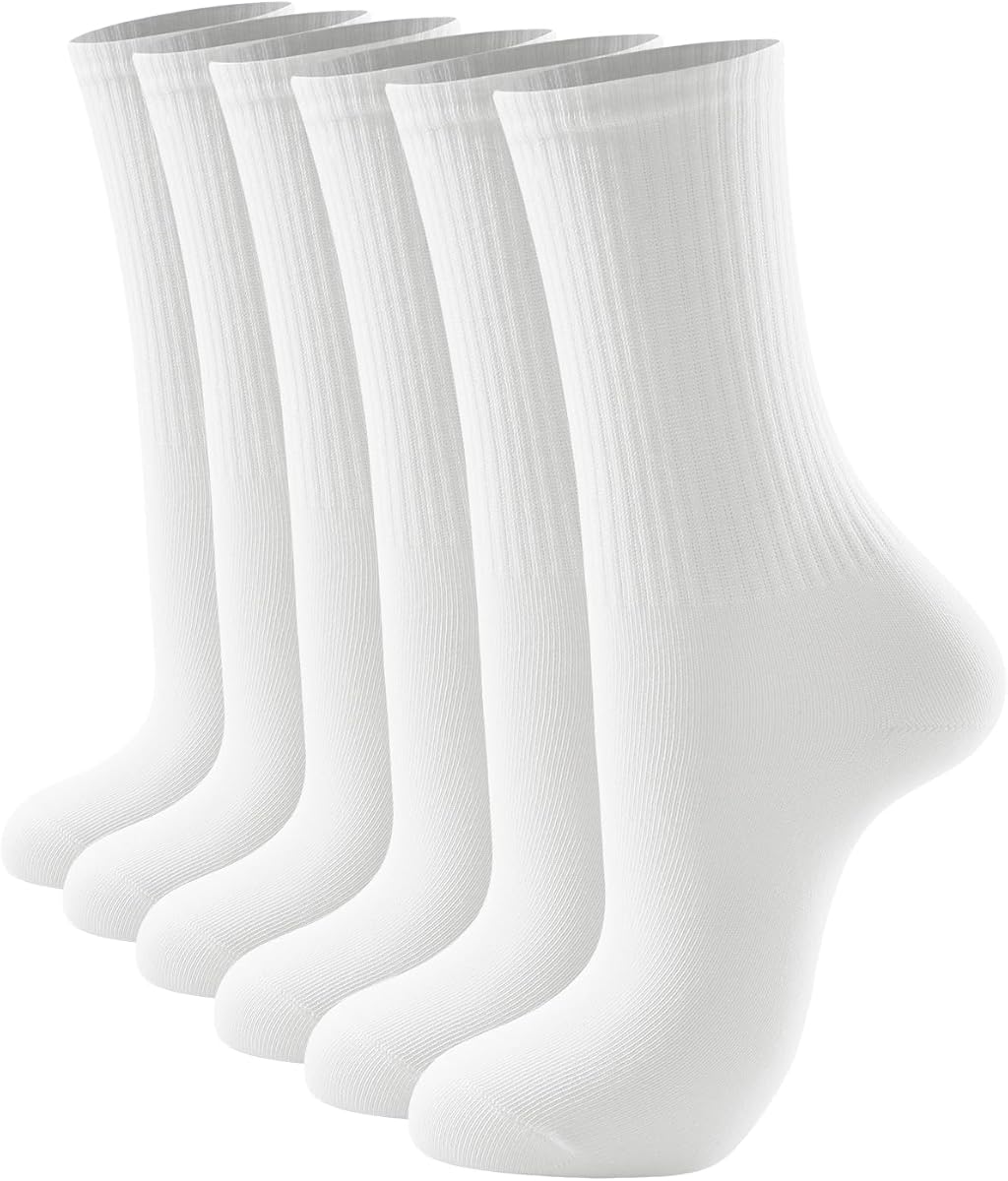 JOLLMONO Womens Crew Socks Size 6-11 Casual Athletic Gym LightWeight Thin Cotton Socks 3-6 Pairs