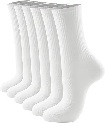 JOLLMONO Womens Crew Socks Size 6-11 Casual Athletic Gym LightWeight Thin Cotton Socks 3-6 Pairs