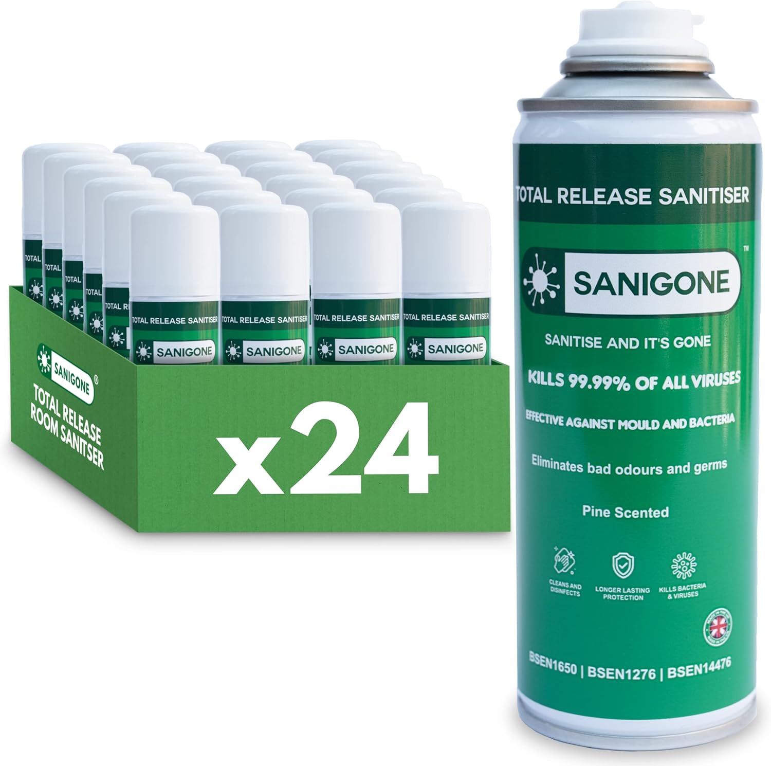 Sanigone TOTAL RELEASE Room Fogger Disinfectant Sanitising 200ml Spray Can Eliminate 99.99
